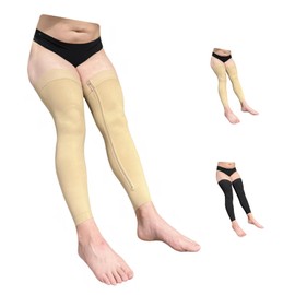 Ziperior No Foot 20-30 mmHg Compression Inside Leg Zipper Wide Calf Thigh High (Nude, Small-Medium)