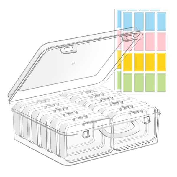 zoeynex Small Bead Organizers and Storage, 12 Clear Plastic Boxes