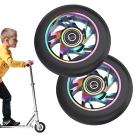 LUFEIS Scooter Wheels, 2Pcs 100mm Scooter Replacement Wheels, Scooter Accessories Roller Wheels with ABEC-9 Bearings, Universal Scooter Spare Wheels for Swing car, Scooter, Suitcase