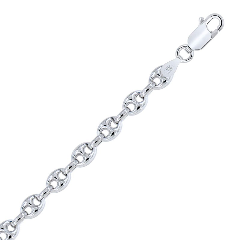 PLANETYS - Hollow Coffee Bean Chain Bracelet Rhodium-Plated 925 Sterling