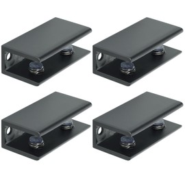 Alise Glass Shelf Bracket Adjustable Shower Brackets,Heavy Duty Rectangle Clamp Holder for 10-12mm Glass Shelves,Wall Mount Clamps Clip Support Replacement Parts,Black,Pack of 4
