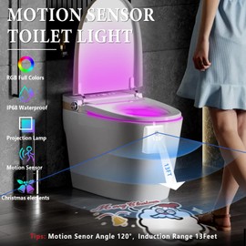 LAVAED Christmas Decorations Indoor,Toilet Night Lights 16 Color Changing,Motion Sensor Activated Detection LED Projection Nightlight Rechargeable Toilet Bowl Light Christmas gifts for Bathroom(1Pack)