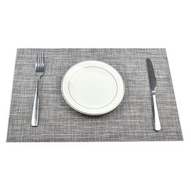Set of 6 Placemats, Washable, PVC, Plain, Placemats, Stylish, Scandinavia, Home, Restaurants, 11.8 x 17.7 inches (30 x 45 cm) (Gray)