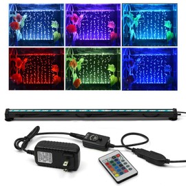 SZMiNiLED Aquarium Light with Air Bubble Hole, 5050 RGB LED Fish Tank Light with 16 Colors and 4 Modes, IP68 Waterproof LED Aquarium Lights with Remote Controller for Fish Tank