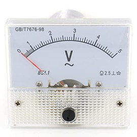 Heschen 85L1-5V Rectangle Panel Mounted Voltage Meter Voltmeter Tester AC 0-5V Class 2.5 White