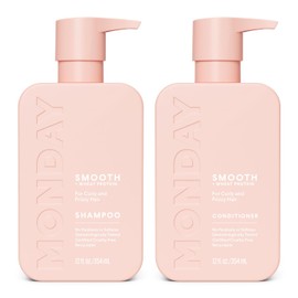MONDAY HAIRCARE Smooth Shampoo + Conditioner Bathroom Set (2 Pack) 12 oz Each for Frizzy, Coarse and Curly Hair, Made from Coconut Oil, Shea Butter & Vitamin E, 100% Recyclable Bottles
