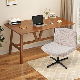 Buenanir Armless Office Chair Cover Waterproof Criss Cross Chair Slipcover Jacquard Mid Back Accent Chair Cover Vanity Slipper Swivel Chair Protector for Living Room Pink