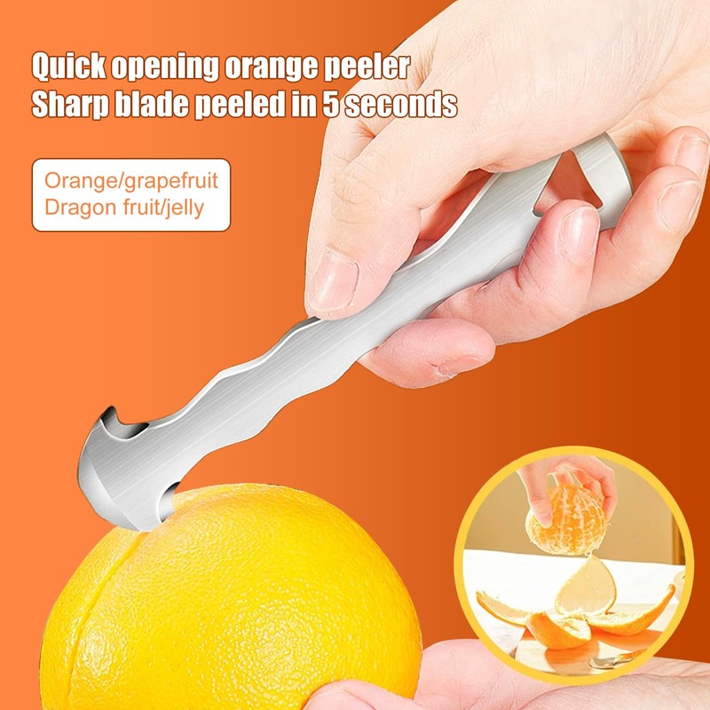 Mrltau 304 Stainless Steel Citrus Peeler, Ergonomic Orange Peeler, Safe