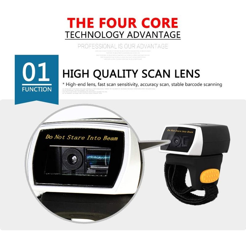 NetumScan Bluetooth Ring 1D 2D QR Barcode Scanner, Portable Mini