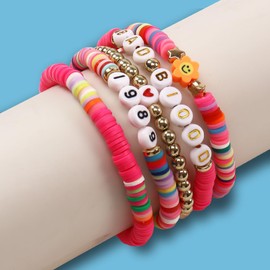 Sheplus Taylor Lover Fearless Reputation 1989 Taylor Album Inspired Bracelet for Eras Music,Summer Beach Bohemian Layering Bracelets Set Friendship Bracelets Gifts for Women Girls, beads