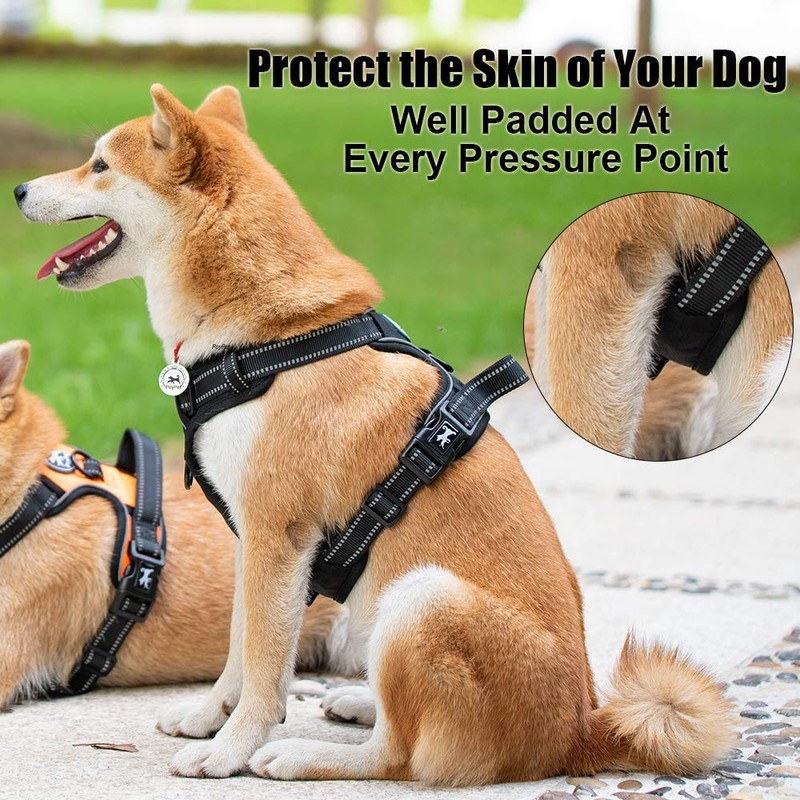 PoyPet No Pull Dog Harness, Reflective Vest Harness with 2