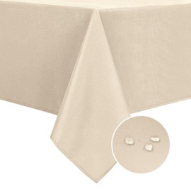 DWCN Square Tablecloth - 54 x 54 Inch - Waterproof Stain and Wrinkle Resistant Washable Table Cloth, Decorative Fabric Table Cover for Kitchen Dining Room Party and Outdoor Use, Beige