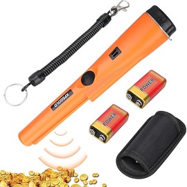 Metal Detector Pinpointing,Waterproof Pinpointer 360 Degree Search Gold&Treasure Finder with Belt Holster &LED Indicator& Buzzer Vibration, for Adults and Kids (Orange)