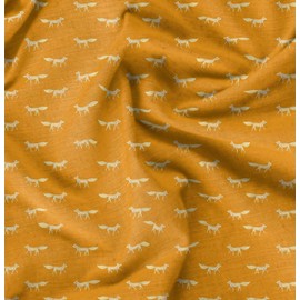 Soimoi Orange Rayon Fabric Fox Animal Fabric Prints by Yard 56 Inch Wide