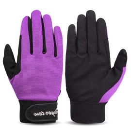 AXKAL Horse Riding Gloves Women Professional Equestrian Horseback Value Pair, Ladies Riding Gloves Mittens Breathable Stretchable for Youth Girls Outdoor Sport (Kids-Purple, L)