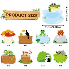 Qyeahkj 120pcs Jungle Animal Desk Name Tags Animals Classroom Decorations Safari Desk Name Plates Label Stickers Cutouts Jungle Themed Classroom Bulletin Board Decor for Kid Teacher School Nursery