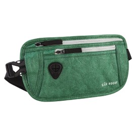 SAO ROQUE ® Bum Bag Women Men (S) Belt Bag Travel Accessories with RFID Blocker, Hip Bag Stylish, Money Belt in Elegant Leather Look, Flat, Leather Dark Green (S), money belt