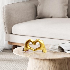 tsevdesno Heart Hands Bracelet Holder Shelf Decor,Modern Home Decor Hand Heart Sculpture,Gold Decor for Living Room,Bedroom,Entry Table (Gold)
