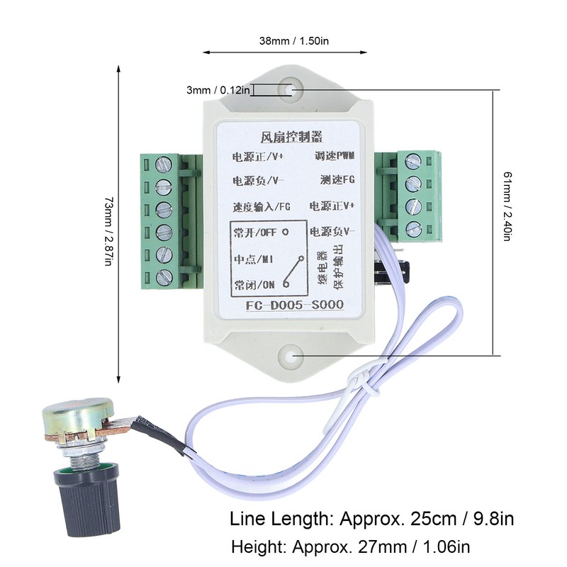 Fan Speed Controller 4 Wire Speeds Control Socket Ventilation Heat