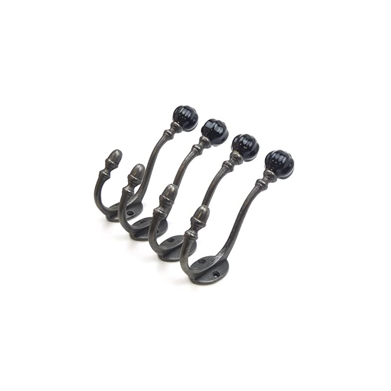 Oakcrafts - Ceramic Tipped Shabby Chic Cast Iron Coat Hook