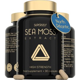 Sea Moss Capsules High Strength - Wildcrafted Irish Sea Moss Tablets - 30 Capsules One a Day - 2000mg Sea Moss Capsule - North Atlantic Seamoss Supplement - Vegan & UK Made