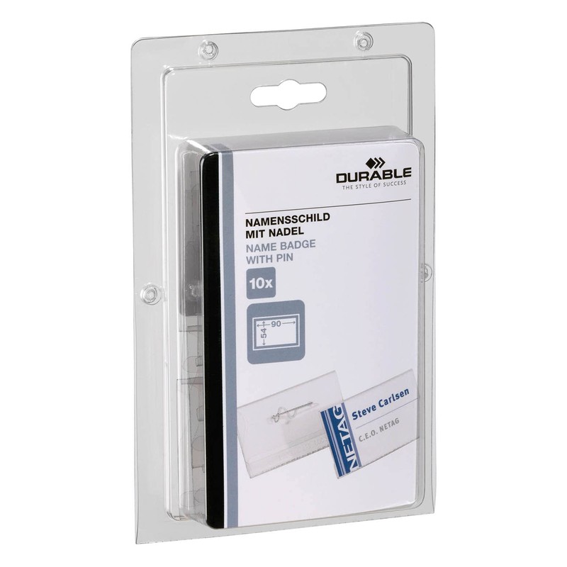 Durable Name Badges with Pin 54x90mm Ref 8604 [Pack of