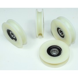 Pack of 4 x Nylon Pulley Wheels with 10 mm Round Groove 60 mm Diameter 10 mm bearing 50 kg Capacity Precisely Machined in the EU (60-10-10)