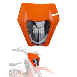 JFG RACING Dirt Bike Headlight LED,Universal Motorcycle Head Light Assembly Kit for Most Dirt Pit Bike Enduro Supermoto SX XCF SXF EXC EXCF XC 125 150 250 350 450 -Orange