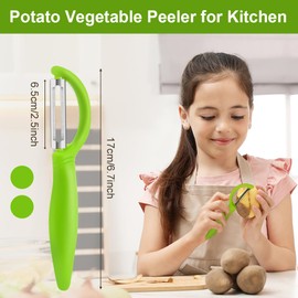 AUAUY 2Pcs Potato Peeler, I-Shaped Swivel Vegetable Peeler Set, Fruit Peelers for Kitchen, Non-Slip Grip Ergonomic Handle Sharp Blade Stainless Steel Peelers（Green）