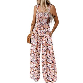 Dokotoo Womens Overalls Black Jumpsuits for Women Casual Loose Fit Solid Color Wide Leg One Piece Sleeveless Jumpsuit Printed Long Pant Rompers with Pockets Medium