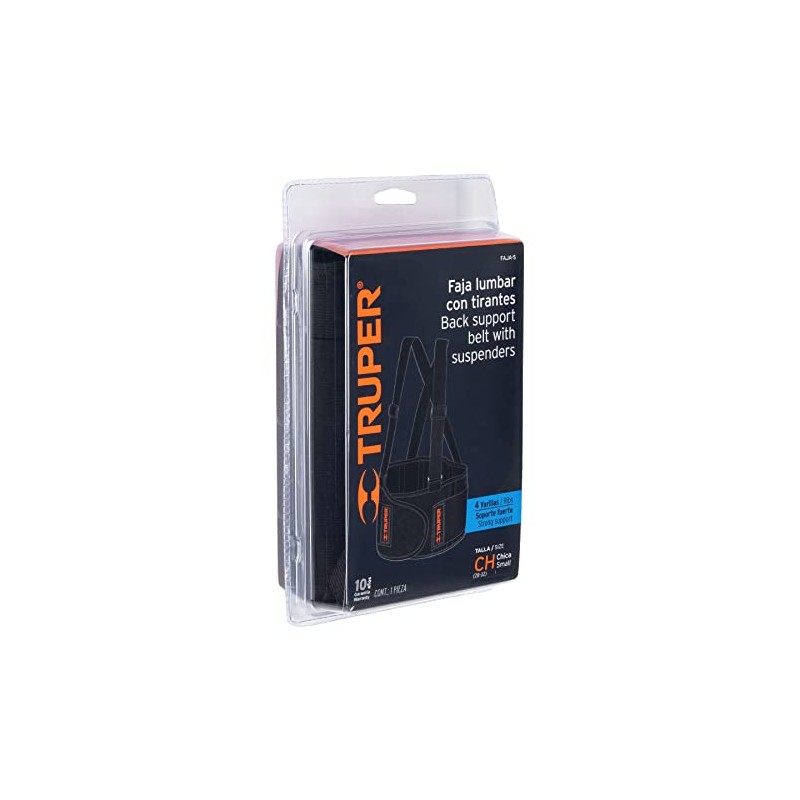 Truper FAJA-S, Faja con tirantes ajustables, talla chica