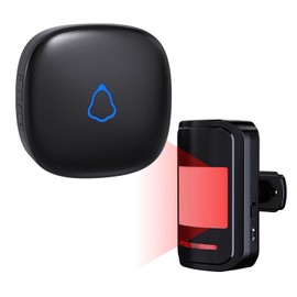 Wireless Motion Sensor Alarm Indoor, 1 PIR Detector + 1 Receiver, Movement Activated Doorbell Chime for Home Doorway/Business Entry/Garage Security/Store Entrance, Pet/Elderly/Dementia Monitor (Black)