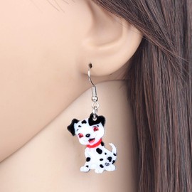 YAYAKO Acrylic Cute Dalmatian Earrings Dangle Pet Jewelry Animal Charms Dog Lover Gifts for Women (White)