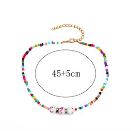 Beaded Necklace for Women Colorful Rosary Bead Choker Western Boho Statement Cute Jewelry (Bead)