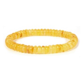 Justinstones Natural Yolk Lemon Amber Honey Wax Energy Beads Bracelet 7mm Abacus Beads Crystal Healing Irregular Freeform Beeswax Stretchable Bracelet for Adults (Women/Men)