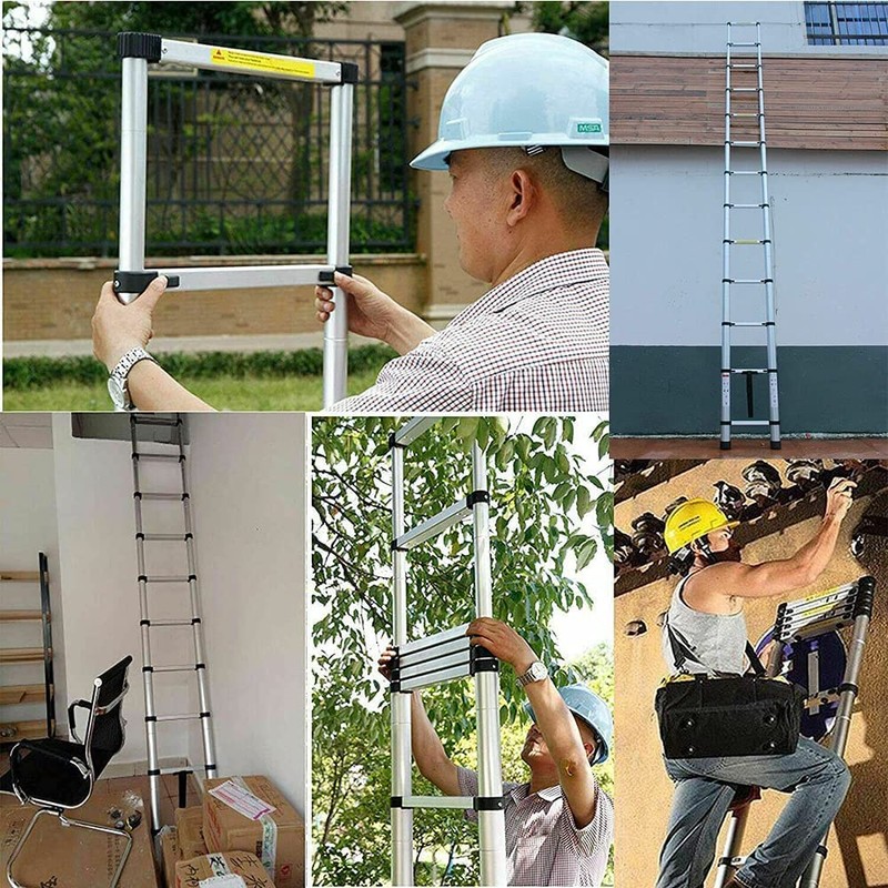 5M/16.5FT Telescoping Ladder with Detachable Hooks,Aluminum Extension Foldable Telescopic Ladder,Portable