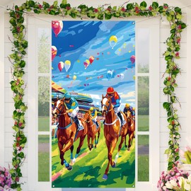 Kentucky Derby Door Cover Horse Racing Run for The Rose Font Porch Sign Churchill Downs Derby Day Party Decorations and Supplies for Home Party-71×35''