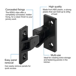 Keku Clips for Cabinets and Kitchen Press On Brackets Pack of (10)