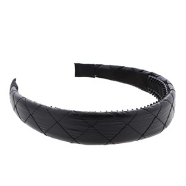 Motique Accessories Black Quilted Squares Headband Solid Hair band for Women and Girls