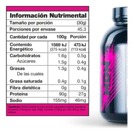 Mdn Wheyner Isolate 1.36kg 45 Servicios, 0 Carbs 0 Grasa