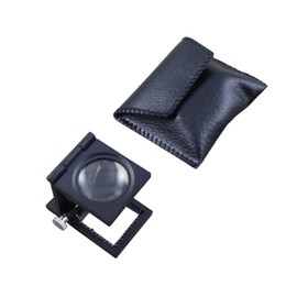 10x Stand Magnifying Glass Folding Magnifier with 2 LED Lighting Table Magnifying Glass Jeweller's Magnifying Glass with Leather Case Black