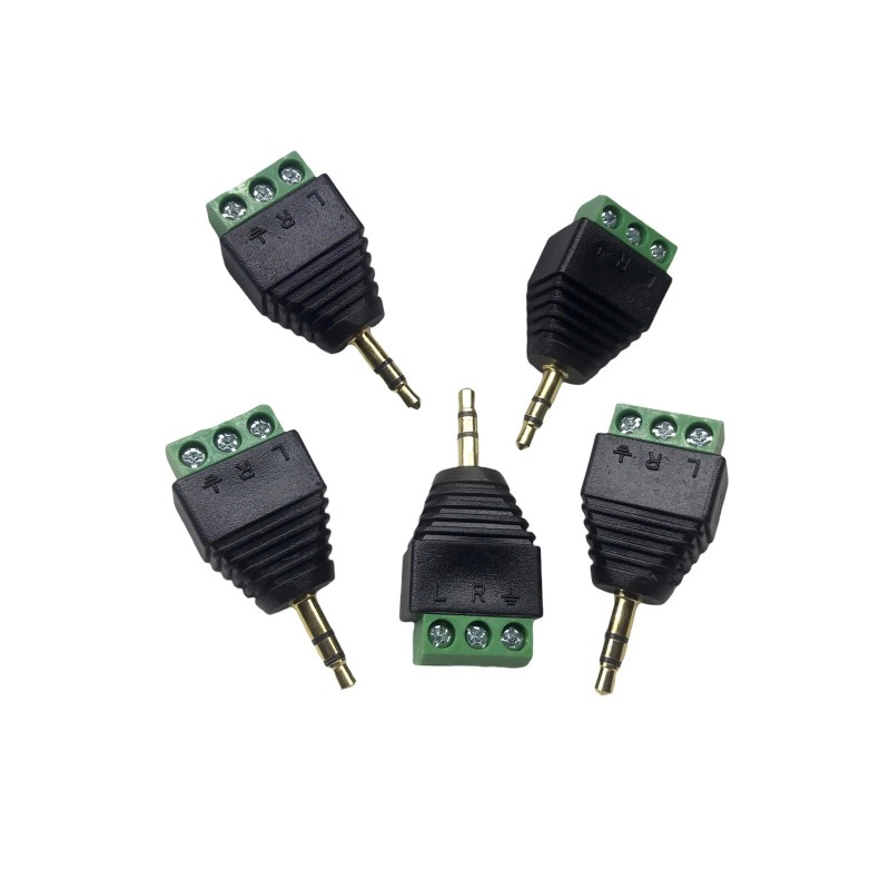 Unbranded 5-PACK 3.5mm 1/8" Stereo Male Plug to AV 3-Screw