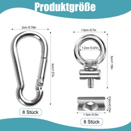 Piping Strip Hooks, 16-Piece Piping Hook Set, Stopper for Piping Rail, Stainless Steel Piping Stopper with Carabiner, Stainless Steel Hook Piping Strip Accessories for Caravans, Convertibles