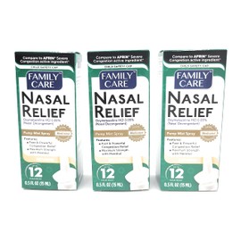 Nasal Relief Spray, Pump Mist, Anti-drip, Severe Congestion, (Oxymetazoline HCI) 12 Hours, 3 Pack.
