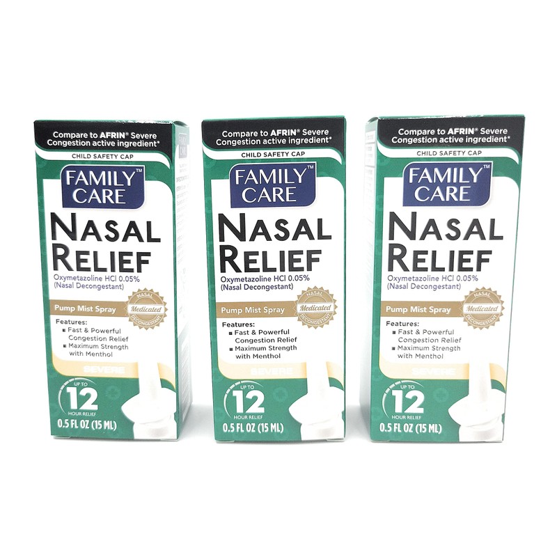 Nasal Relief Spray, Pump Mist, Anti-drip, Severe Congestion, (Oxymetazoline HCI)