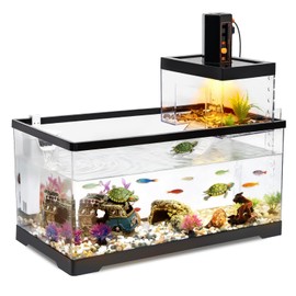 Clioran Turtle Tank Kit with Basking Platform,All in One Turtle Aquarium