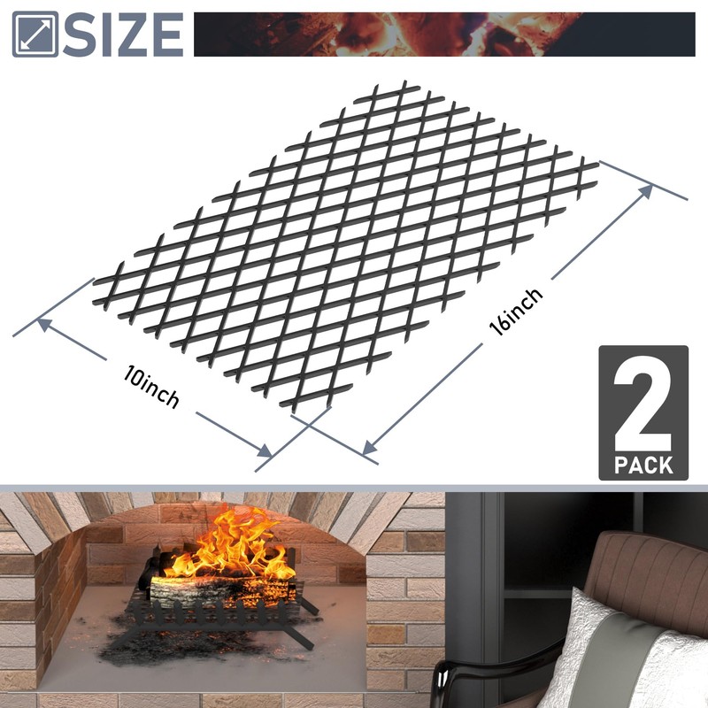 Flamorrow Ember Retainer for Fireplace Grates 16 x 10 inch,