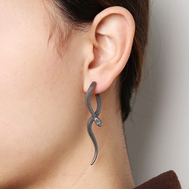 HZMAN Retro Snake Earrings for Women Stainless Steel Gothic Punk Snake Stud Earring Biker Party Jewelry Gift