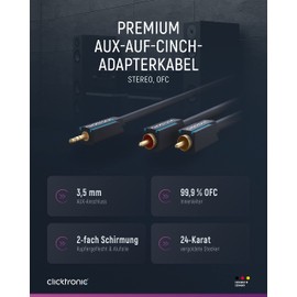 Clicktronic Casual MP3 Adaptor cable (3.5 mm Jack Male/2x RCA Male)