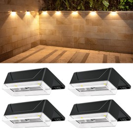 Ellasay Solar Fence Lights Outdoor: 8 Lighting Modes with RGB Solar Powered Deck Light - Waterproof IP65 - Wall Decor for Garden Patio Backyard Porch 4 Pack